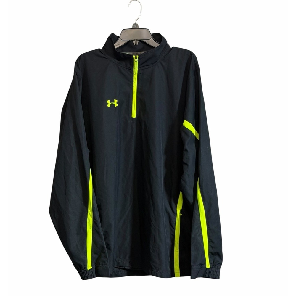 Under Armour 2XL 1/4 Zip Pullover Neon Yellow Athletic Windbreaker Lightweight